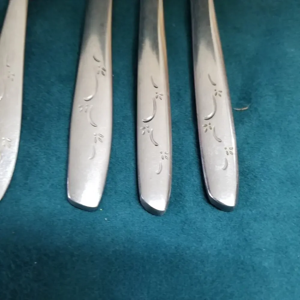 10 Silco Mardi Gras Stainless Silverware Knives Forks Spoons Fireworks VTG